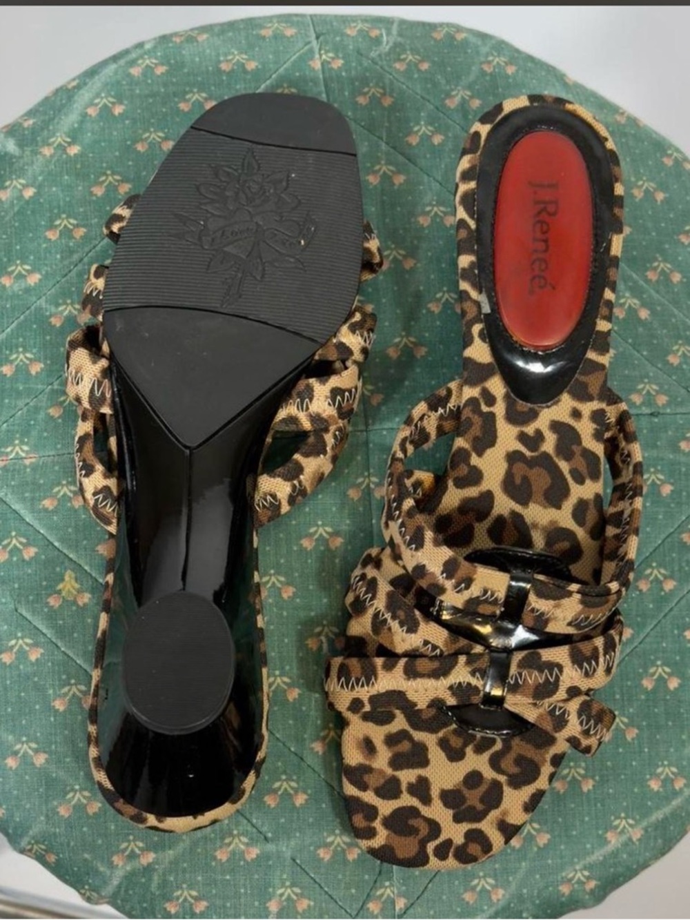 J.Renee Leopard Print Knot-Front Mules in Brown and Black - Picture 3 of 4